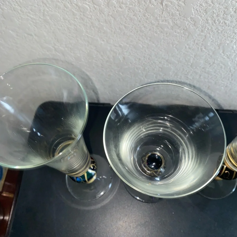 3 VTG Carnival Jeweled Dichroic Carnival MCM Champagne Flutes Multicolor Glasses